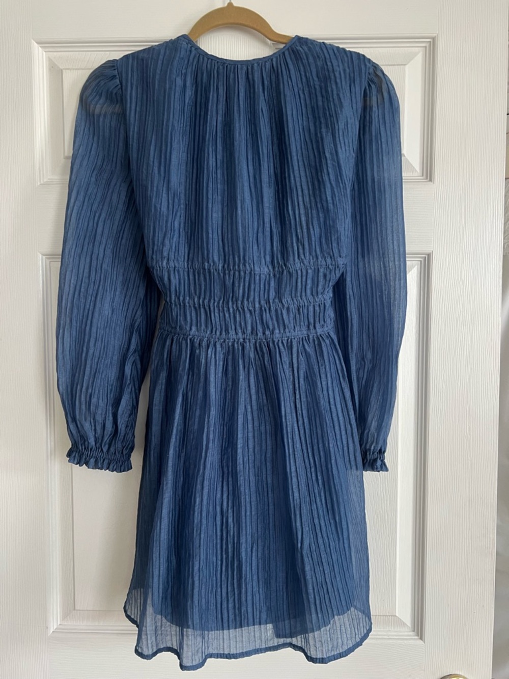NWT Maje Dress — Riala Voile Dress in Blue, Long sleeve blue dress with skirt, S - Picture 9 of 16